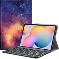 🔋 футляр с клавиатурой fintie для samsung galaxy tab s6 lite 10.4 2020 модель sm-p610/p615 - тонкий чехол с держателем для s pen и съемной беспроводной клавиатурой bluetooth - 7 цветовая подсветка - галактика логотип