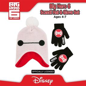 img 2 attached to Disney Boys' Little Big Hero 6 Hat and Gloves Set - Cold Weather Accessories, Age 4-7, White/Red/Black