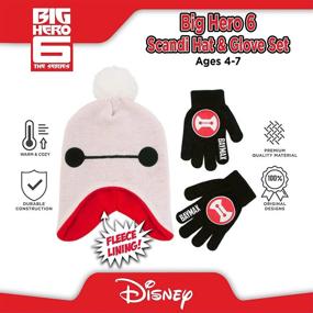 img 1 attached to Disney Boys' Little Big Hero 6 Hat and Gloves Set - Cold Weather Accessories, Age 4-7, White/Red/Black