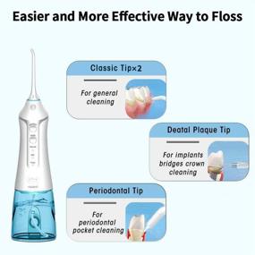 img 2 attached to 🦷 Cordless Water Flosser Teeth Cleaner: Portable Rechargeable Dental Irrigator for Effective Oral Care - 4 Jet Tips, 3 Modes, IPX7 Waterproof - Ideal for Home and Travel