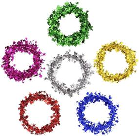 img 4 attached to ✨ Shappy Assort Color Small Star Garland: Vibrant 6 Colors, 6 Rolls - 7.5 Meters Each - Wired Garland