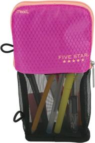 img 2 attached to 🖊️ Five Star Pencil Pouch and Pen Case: 3 Ring Binder Compatible, Stand 'N Store, Pink/Coral