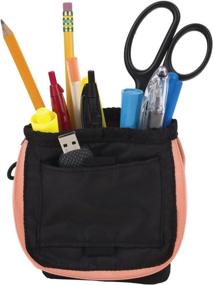 img 1 attached to 🖊️ Five Star Pencil Pouch and Pen Case: 3 Ring Binder Compatible, Stand 'N Store, Pink/Coral