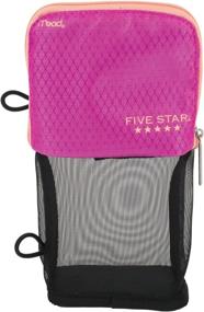 img 4 attached to 🖊️ Five Star Pencil Pouch and Pen Case: 3 Ring Binder Compatible, Stand 'N Store, Pink/Coral