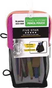 img 3 attached to 🖊️ Five Star Pencil Pouch and Pen Case: 3 Ring Binder Compatible, Stand 'N Store, Pink/Coral