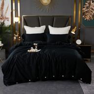 🛏️ softta modern luxury 3-piece black queen size bedding set - solid color, elegant, 100% long-staple cotton logo