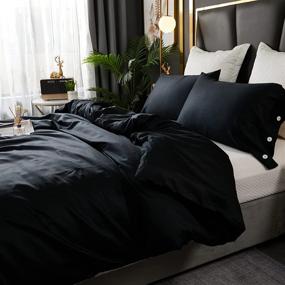 img 3 attached to 🛏️ Softta Modern Luxury 3-Piece Black Queen Size Bedding Set - Solid Color, Elegant, 100% Long-Staple Cotton