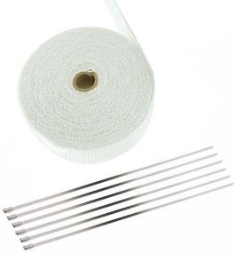 img 1 attached to 🏎️ ESUPPORT 1" X 16' Fiberglass Roll White Racing Exhaust Header Pipe Wrap Heat Shield Tape + 6 Stainless Steel Ties for Cars and Motorcycles