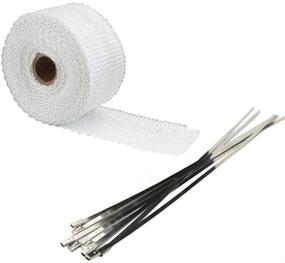 img 4 attached to 🏎️ ESUPPORT 1" X 16' Fiberglass Roll White Racing Exhaust Header Pipe Wrap Heat Shield Tape + 6 Stainless Steel Ties for Cars and Motorcycles