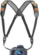 📷 enhanced usa gear chest harness camera strap with quick release buckles, southwest neoprene design and convenient accessory pockets - compatible with canon, nikon, sony point and shoot and mirrorless cameras logo