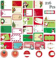 🎁 wesjoy christmas self adhesive gift labels with santa, snowmen, xmas tree, and deer designs - 216 pcs for decorative holiday presents logo