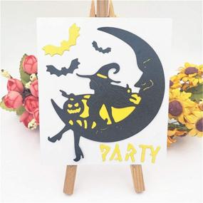 img 3 attached to 🎃 Набор ножей для вырубки металла "Хэллоуинская ведьма на тыкве с летучей мышью на луне" - 4,3 x 4 дюйма для изготовления открыток и скрапбукинга (DM20190068)