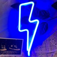 🌟 protecu led lightning bolt neon signs – usb battery operated blue neon lights for bedroom, wall decor birthday, wedding, party, christmas room decorations logo