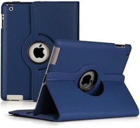 img 1 attached to 🔵 Navy Blue RUBAN iPad Case - Protective Cover with Multiple Angles Stand for iPad 2 3 4 (Old Model) - Automatic Wake/Sleep Feature and Screen Protector