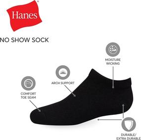 img 1 attached to 🧦 Многоразовый набор невидимых носков Hanes для мальчиков, усиленных для долговечности.