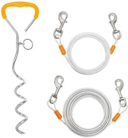 img 4 attached to EXPAWLORER Dog Tie Cable Stake