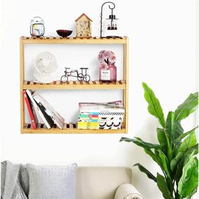 img 2 attached to 🏺 HYNAWIN Bamboo Shelves: Versatile 3-Tier Adjustable Wall Mount Rack for Bathroom and Kitchen Storage