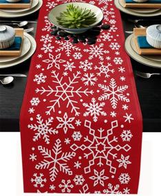 img 4 attached to EZON CH Christmas Snowflake Washable Farmhouse