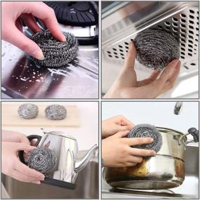 img 1 attached to Premium Steel Wool Scrubber: Stainless Steel Sponges, Metal Scrubber, Metal Scouring Pads - Ideal for Kitchen and Outdoor Scrubbing