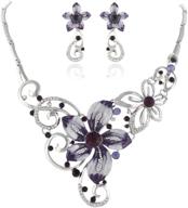 💎 elegant ever faith austrian crystal enamel orchid flower necklace earrings set: a stunning jewelry ensemble logo