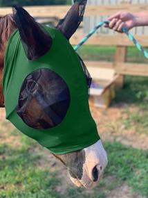 img 1 attached to 🐴 Lycra Horse Fly Mask with Ears: Ultimate Comfort & Trail-Ready Sun UV Protection (Horse, Hunter Green)