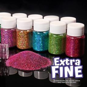 img 3 attached to 🌈 Holographic Fine Glitter: 15 Colors Extra Fine Resin Glitter Powder for Crafters, Slime, Jewelry, and Cosmetics - Includes 10 PCS Stir Spoons