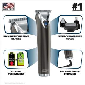 img 3 attached to Wahl Stainless Steel Lithium Ion 2.0+ Slate Beard 🧔 Trimmer for Men - All-in-One Men's Grooming Kit - Model 9864