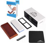 🔪 top-notch whetstone knife sharpening kit: 1000/6000 grit sharpening stone set with honing stone, bamboo base for extra stability, angle guide, microfiber polishing cloth, and a comprehensive ebook on knife sharpening logo