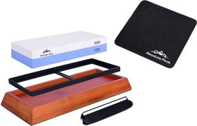 img 2 attached to 🔪 Top-notch Whetstone Knife Sharpening Kit: 1000/6000 Grit Sharpening Stone Set with Honing Stone, Bamboo Base for Extra Stability, Angle Guide, MicroFiber Polishing Cloth, and a Comprehensive eBook on Knife Sharpening