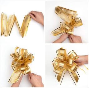 img 3 attached to 🎁 20 PCS Gold-BARK Pattern Pull Bow Organza Large 6 Inch for Wedding Decorations, Christmas Gift Ribbons