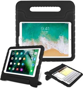 img 4 attached to 👶 Fintie Kiddie Series Case for iPad 6th Gen 2018 / iPad 5th Gen 2017 / iPad Air 2 / iPad Air (9.7 Inch) - Black, Shockproof Cover with Convertible Handle Stand, Kid-Friendly Design