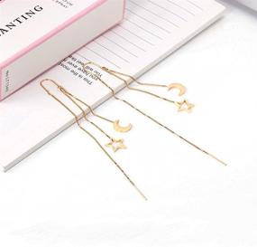 img 3 attached to Chic Threader Earrings: Minimalist Dangling Hypoallergenic Jewelry for Girls