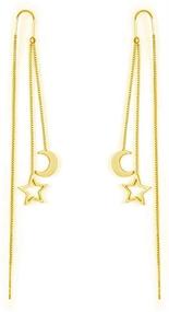 img 4 attached to Chic Threader Earrings: Minimalist Dangling Hypoallergenic Jewelry for Girls