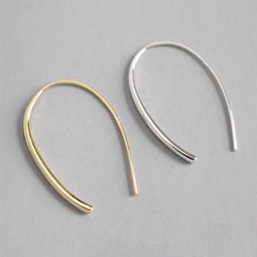 img 3 attached to 👂 S925 Sterling Silver Minimalist Threader Earrings for Women - Stylish Hypoallergenic U Shape Dangle Hoops - Lightweight and Personalized Jewelry Gifts