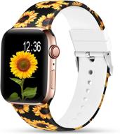 🌼 солнечный спортивный ремешок sunnywoo для apple watch 38мм 40мм 42мм 44мм - мягкий силиконовый цветочный неубывающий ремешок для замены банд для iwatch серии 4, серии 3, серии 2, серии 5 - спортивное издание для женщин и мужчин логотип