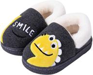 🦕 dinosaur cotton knit house slippers for little kids - warm and cozy, cute cartoon plush non-slip winter house shoes logo