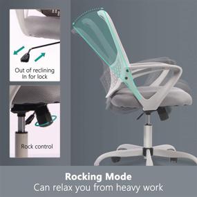 img 2 attached to 🪑 Grey Mesh Back Home Office Chair - Ergonomic Mid Back Desk Chair with Lumbar Support, Adjustable Height, Swivel Rolling, and Armrests