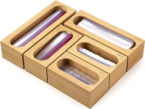img 4 attached to 👜 Ackitry Bamboo Food Bag Storage Organizer: Premium 5-Piece Holder and Dispenser Compatible with Various Bag Sizes in the Kitchen Drawer