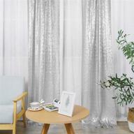 sparkling hahuho silver sequin backdrop curtain - perfect for parties, christmas, and weddings - 1 panel, 2ft x 8ft, silver logo