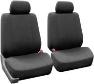 fh group fb052charcoal102 charcoal front flat cloth bucket seat cover: set of 2 - multifunctional airbag compatible solution logo