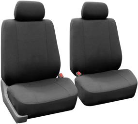 img 4 attached to FH Group FB052CHARCOAL102 Charcoal Front Flat Cloth Bucket Seat Cover: Set of 2 - Multifunctional Airbag Compatible Solution