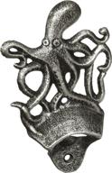 🐙 vintage cast iron octopus wall mounted bottle opener - hampton nautical, antique silver finish логотип