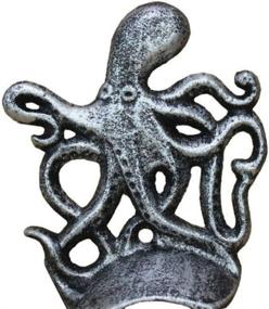 img 1 attached to 🐙 Vintage Cast Iron Octopus Wall Mounted Bottle Opener - Hampton Nautical, Antique Silver Finish