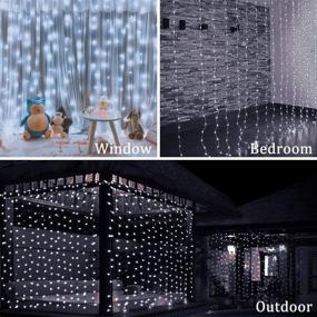 img 2 attached to 💡 300 LED Window Curtain String Lights – USB Powered, Waterproof, 8 Lighting Modes - Perfect for Bedroom Wedding Party Backdrop, Outdoor Indoor Wall Decoration - 9.8x9.8 Ft Size