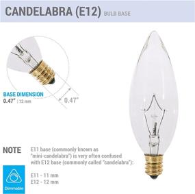 img 2 attached to 💡 High-Quality 25W CTC Clear Candelabra Base (E12) Straight Torpedo Tip Light Bulbs - Pack of 12 for your Chandeliers!