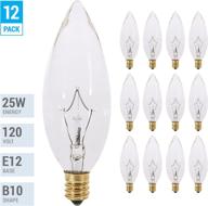 💡 high-quality 25w ctc clear candelabra base (e12) straight torpedo tip light bulbs - pack of 12 for your chandeliers! logo