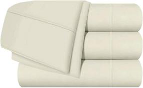 img 4 attached to 🛏️ Adjustable Bed Sheets Set - Split California King (5 Piece) 400 Thread Count 100% Cotton Sheets, Fits 16-inch Deep Pocket Mattress, Ivory Solid