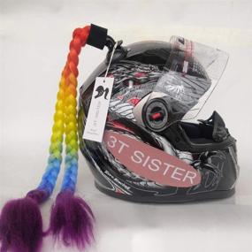 img 3 attached to 🐷 Pigtails Helmet Accessory by 3T-SISTER: Ponytail Braids for Motorcycle, Bicycle, Batting, Skate Helmets and More! Double Braids, 24 inches, Available in Various Colors (Helmet Excluded)