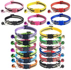 img 4 attached to 🐱 18pcs/Set TCBOYING Breakaway Cat Collar with Bell - Mixed Colors Reflective Collars | Optimal Size & Safety for Cats or Small Dogs