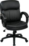 🪑 black eco leather managers chair with office star mid back contoured seat, thick padding, and padded armrests логотип